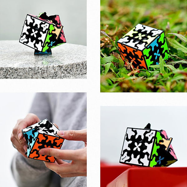 Gear Magic Cube Sæt, Gear Speed Cube Bundt af 3x3x3 Gear Cube Gear Pyraminx Cylindrisk Gear Cube og Gear Ball Cube Puslespil Legetøj 4 stk