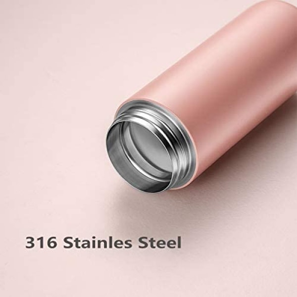 Helt ny 316 rostfritt stål termos vakuumflaska kaffe isoleringsmugg mini resevattenflaska (kapacitet: 420 ml, färg: rosa)
