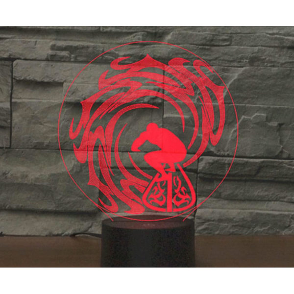 3D Surfing Fjernbetjening 16 Farve Natlys Illusion Akryl LED Bord Sengelampe Børneværelse Skrivebords Dekoration Fødselsdagsgaver Legetøj til Børn