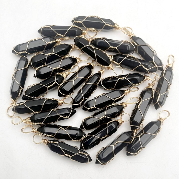 Luckeeper Healing Crystal Wands | Svart Obsidian | 6 Facetterad Reiki Chakra Meditationsterapi 4 PCS