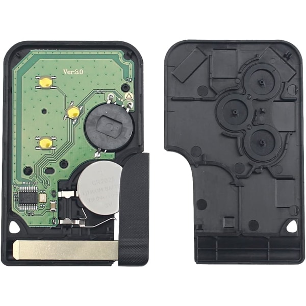 Fjärrkontroll för bilnyckel, 3 knappar, nyckelskal, smartcard, fjärrkontroll för Re-Nault Megane 2 Scenic 2 Clio 3 (433 MHz PCF7947-chip)