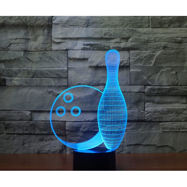 3D Bowling Fjärrkontroll 16 Färger Nattlampor Illusion Akryl LED Bord Sängbordlampa Barn Sovrum Skrivbordsdekoration Födelsedagspresenter Leksak för Barn