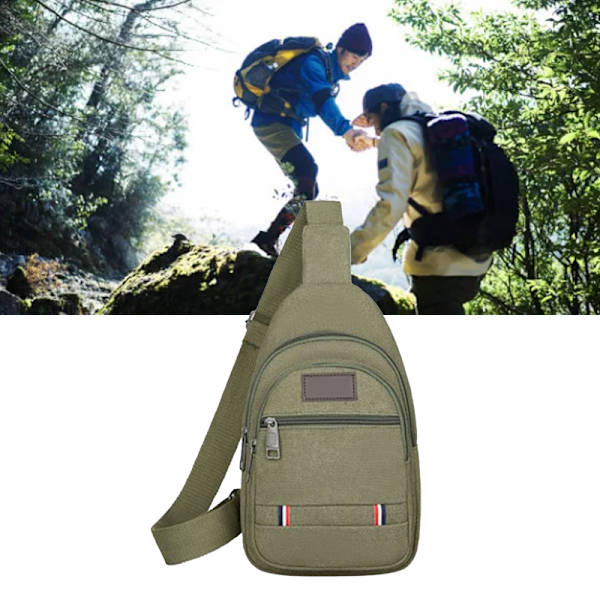 Sling Bag - Hållbar Canvas Sling Ryggsäck Justerbar Rem Bröstväska Snygg Resväska Axelväska för Män - Fri Storlek Green