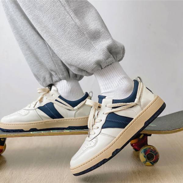 Herr Sneakers Enkla Snygga Konstgjorda PU Gummi Mjuka Andningsbara Herr Casual Skor för Daglig Utomhus Beige Blå 41 Man Blue 41 Male