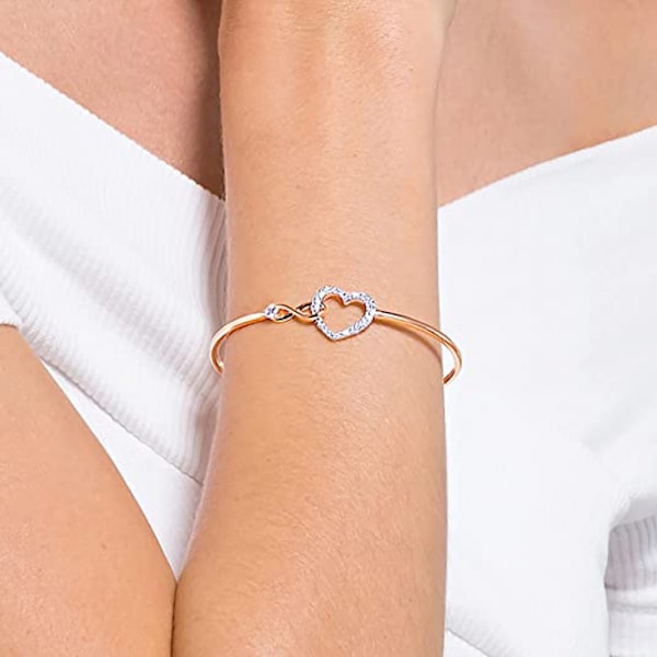 Infinity Heart Jewelry Collection, Halskjede og Armbånd, Roségull og Rhodium Tone Finishes, Transparent Crystal (Roségull)