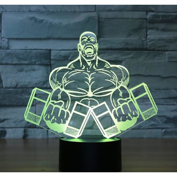 3D Hantel Fitness Fjernbetjening 16 Farve Natlys Illusion Akryl LED Bord Sengelampe Børneværelse Skrivebords Dekoration Fødselsdagsgaver Legetøj