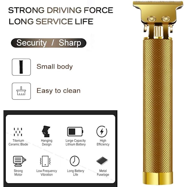 Winnieindustries hårtrimmers för män, klippmaskiner för hårklippning, sladdlös barberhårstrimmer, elektrisk T-blad grooming kit för hår Gold