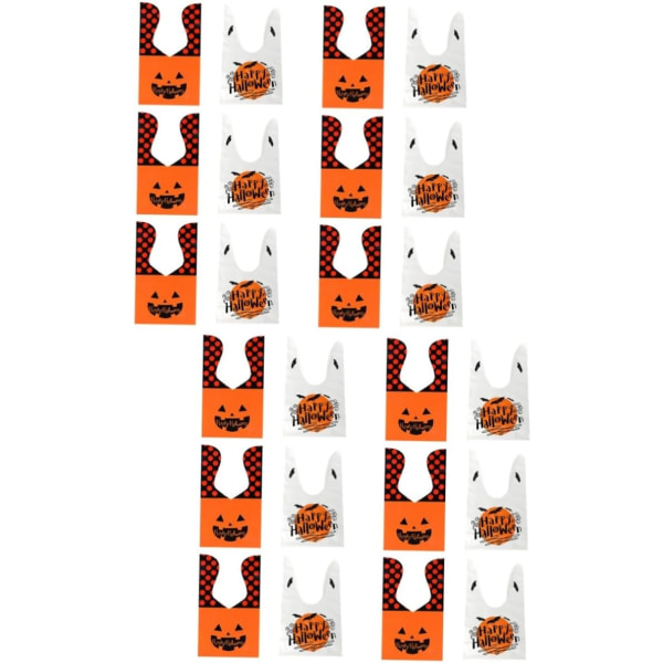 WJ 100st Kanin Snack Dekorationspåsar Återanvändbara Ritmaterial Öronpåse Godispresent Vit med Orange Fest Halloween orange whitex2pcs 27X16CMx2pcs