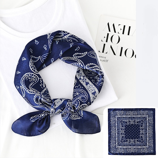 Kvinners Silkefølelse Skjerf Medium Firkant Sateng Bandana Gave Til Kjæreste, Blå