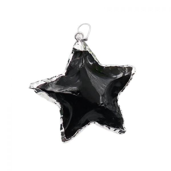 Musta Obsidian Crystal Star Muotoiltu Kivestä Veistetty Huolikivi Jalokivet Taskut parantavat Kivet Sisustus Tee-se-itse-korujen valmistus (hopeareunus)