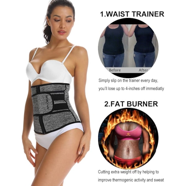 HOPLYNN Neopren Svettbälte Midjetränare Korsett Trimmer Shaper Bälte för Kvinnor Grey 4XL