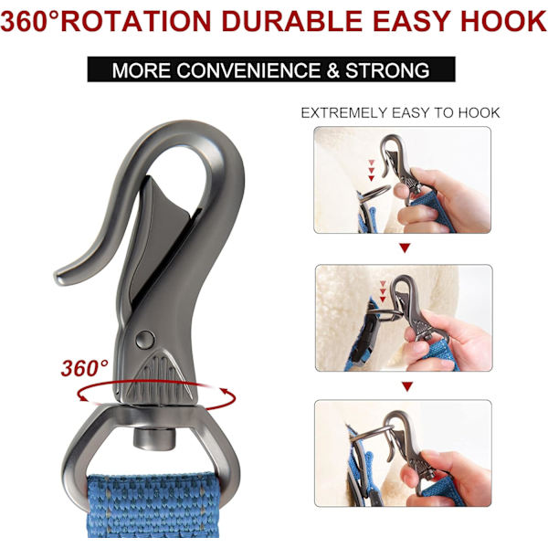 5 FT Heavy Duty Hundekobbel med 2 komfortable polstrede håndtak, trafikkhåndtak og avansert enkel snappkrok, reflekterende gåledning for store, mellomstore og S Blue5FT 5 Feet (Pack of 1)