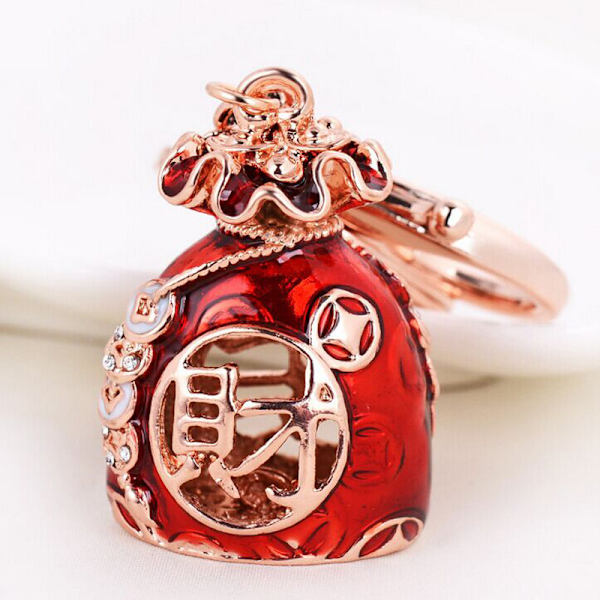 Nøglering bil nøglering kvindelig koreansk version af den kreative taske vedhæng metal nøglering ring små gaver - store formue formue poser Burgundy