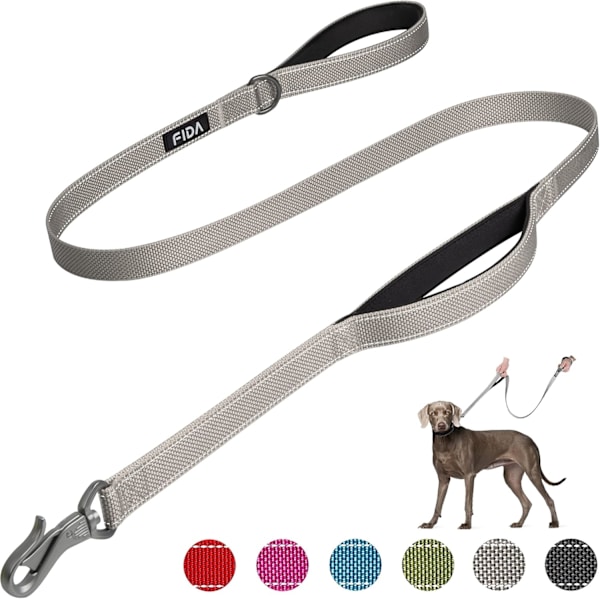 4 FT Heavy Duty Hundekobbel med 2 komfortable polstrede håndtak, trafikkhåndtak og avansert enkel snørekrok, reflekterende gåbånd for store, mellomstore og S Grey4FT 4 Feet (Pack of 1)