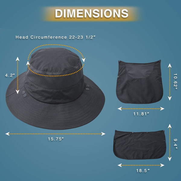 Fiskehatt Solskyddshatt - Premium UPF 50+ Vikbart cover med lock Boonie-hatt för män och kvinnor （marinblå）