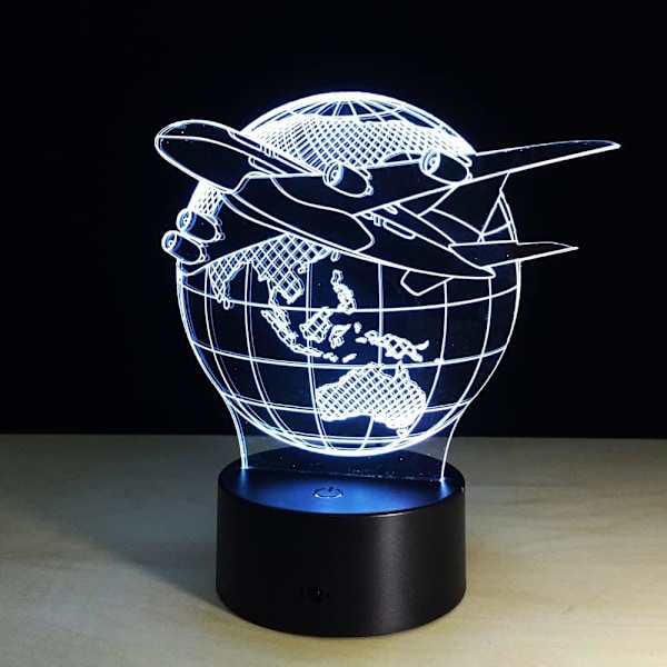 Flyvende Fly Jord 3D Lampe 7 Farve Skift Berøringskontakt Lille Natlampe Farvet Atmosfærisk Lampe Soveværelseslampe Til Gave