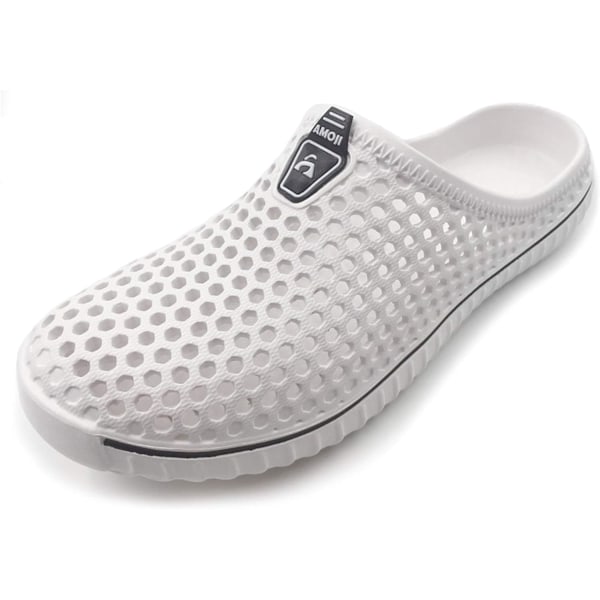 Unisex Hage Clogs Sko Tøfler Sandaler AM1702 White 9.5inch 7 Women/6 Men