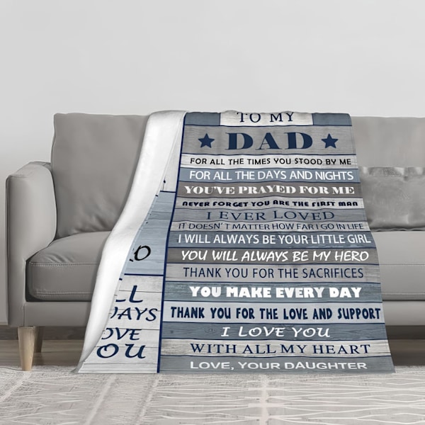 Far Gaver fra Datter/Søn Tæppe 100*150cm, Fars Fødselsdagsgave, til Far, Fødselsdagsgave til Far, Blødt Flanell Fleece Tæppe 100*150cm