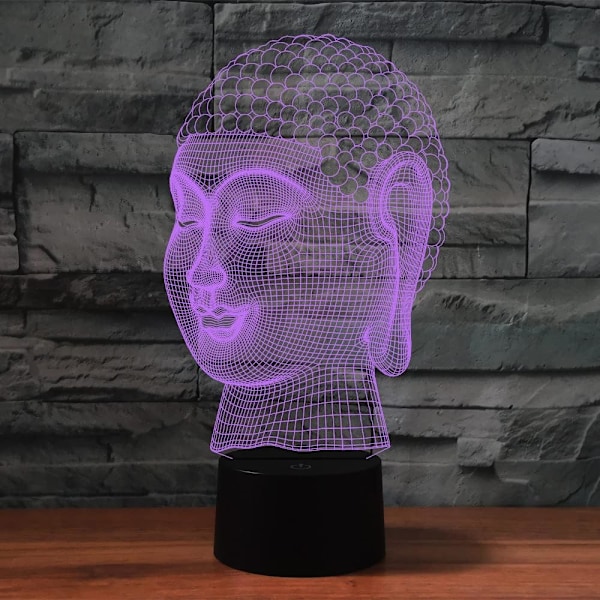 3D Buddha Fjärrkontroll 16 Färger Nattlampor Illusion Akryl LED Bord Sänglampa Barn Sovrum Skrivbords Dekoration Födelsedagspresenter Leksak för Barn