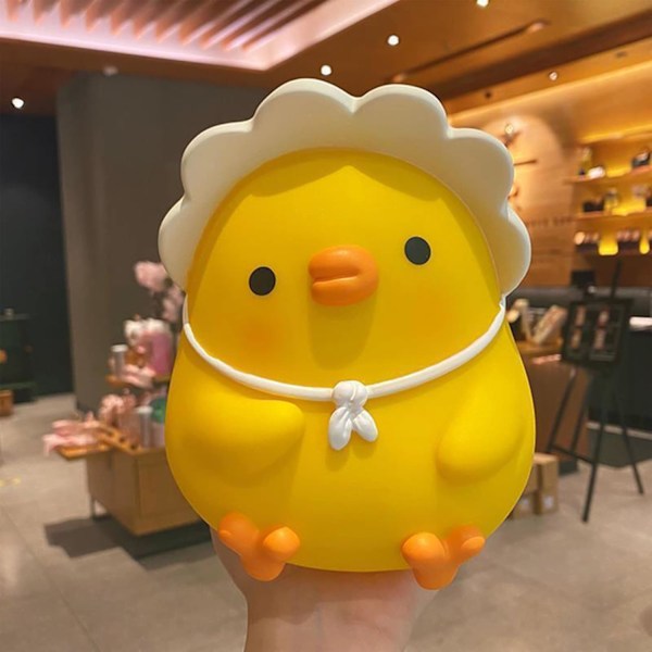 Spargris, Myntbank för Flickor och Pojkar, Myntsparbössa i Resin, Söt Tecknad Myntsparbössa, (Gul Anka) yellow