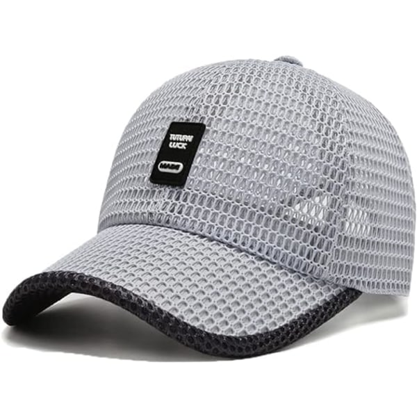 Sommar Mesh Baseball Cap för Män Kvinnor Trucker Mesh Hat Baseball Mössor Utomhus Sport Löpning keps 2-gray