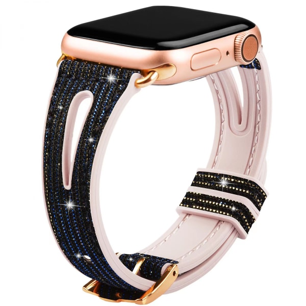 For Bling Tunn Band för Apple Watch Band 41mm 40mm 38mm Serie 7 SE 6 5 4 3 2 1, Kvinnors Silikon Glitter Rem Tillbehör Kompatibel med iWatch Al