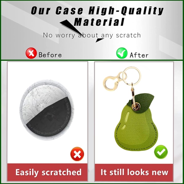 Læder nøgleringholder etui kompatibel med Apple AirTag, sød beskyttende Air Tag cover med nøglering, anti-scratch finder GPS tracker etui til Avocado b