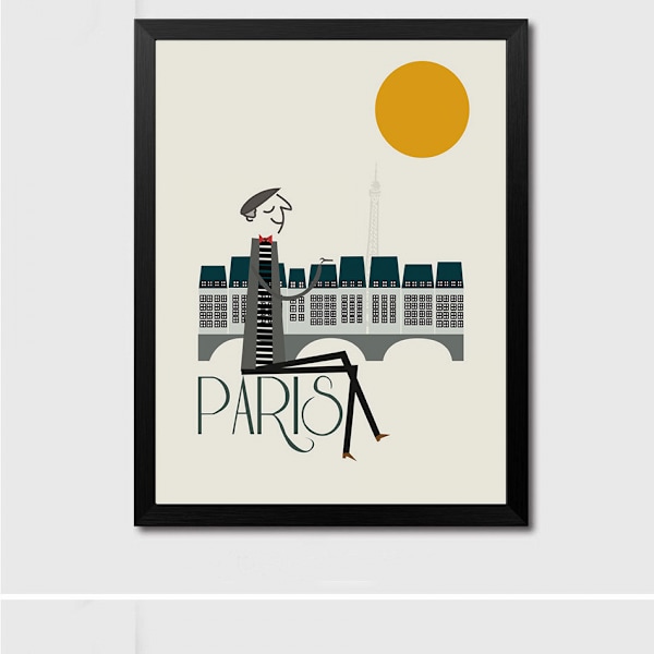 Wekity Minimalistisk stadsbild 4 väggkonst canvas tryck affisch, enkel mode akvarell konst ritning dekor för hem vardagsrum sovrum kontor och C