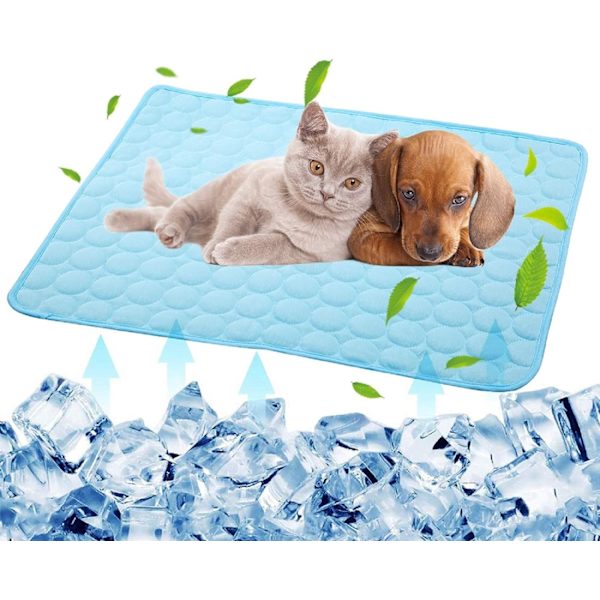 Selvkølende hundemåtte, vaskbar kølemåtte til kæledyr, tæppe, soveplads, hundekurv, kølemåtte i is-silke, ikke-giftig, åndbar soveseng, strand til store hunde