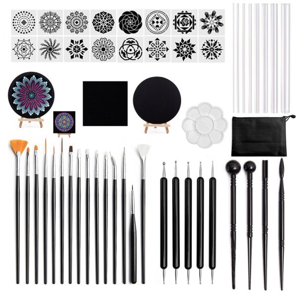 53PCS Dotting Maleri Værktøjer Med Mandala Sæt Pen Dotting Med Kit Kuglepen Stylus Ler Skulptur Udskæring Værktøjer Til Ler Keramik Håndværk, Maleri Sten