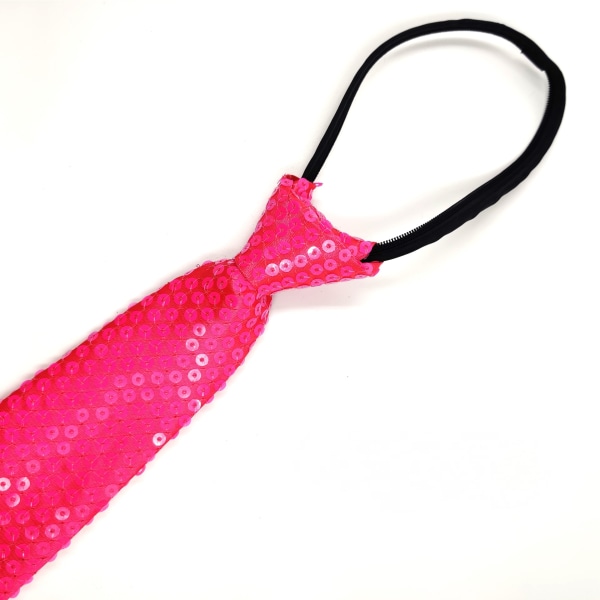 Miesten paljettisolmiot Itsesidottu kiiltävä laiha kravatti Muoti Cosplay -juhlasolmio, ruusunpunainen(1)