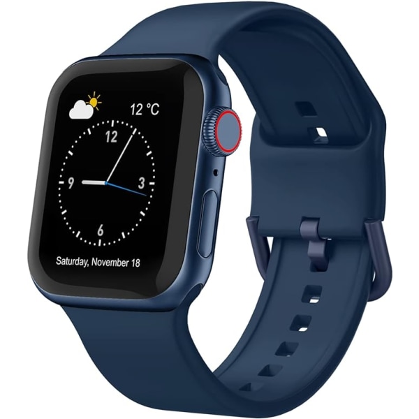 Apple Watch-rem i myk silikon Sportsarmbåndserstatningsrem, egnet for hele serien med Iwatch (Abyss blue 42 / 44 / 45mm)