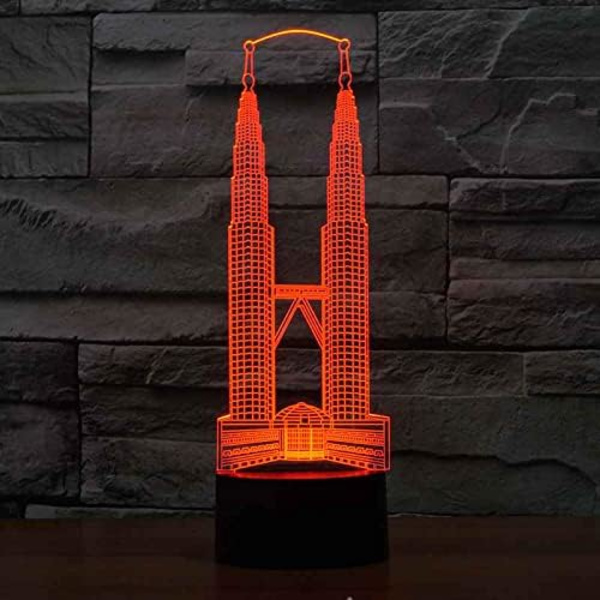 3D Tornbyggnadsnattlampa LED Skrivbordslampa Optisk Illusionlampa Barnrumsdekoration 16 Färger Fjärrkontroll Touch Switch, Jul Nyårspresenter