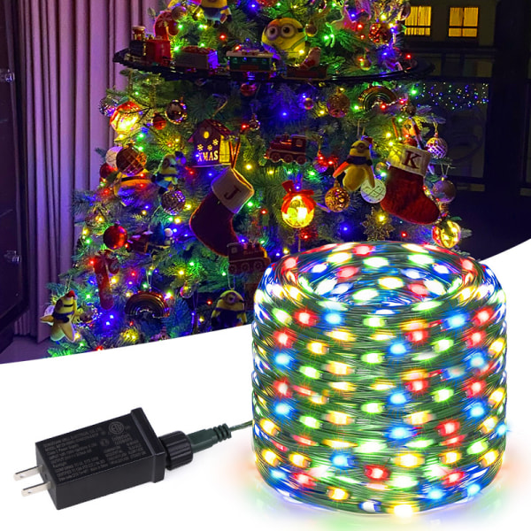 Utomhus julgransbelysning - 20M 200 LED juldekorationer Vattentät slingljus med fjärrkontroll 8 ljuslägen