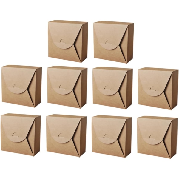 WJ 10 stycken låda Kraftpapperslåda Cupcake-lådor Rustika lådor Små tårtlådor Dekorativ låda Festkakalåda Godislåda Presentask Bröllopslåda