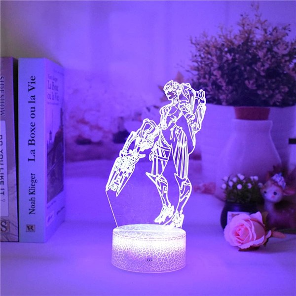 Spill OW Widowmaker, LED nattlys, 3D illusjonslys, USB berøring/fjernkontroll 16 farger, hjemmedekor (sprekk fjernkontroll 16 farger)