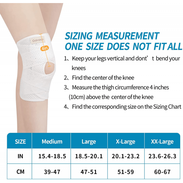 Galvaran Knäskydd med Sidostabilisatorer för Meniskskada Knäsmärta ACL MCL Artrit Skador Återhämtning, Andningsbar Justerbar Knästöd - Vit
