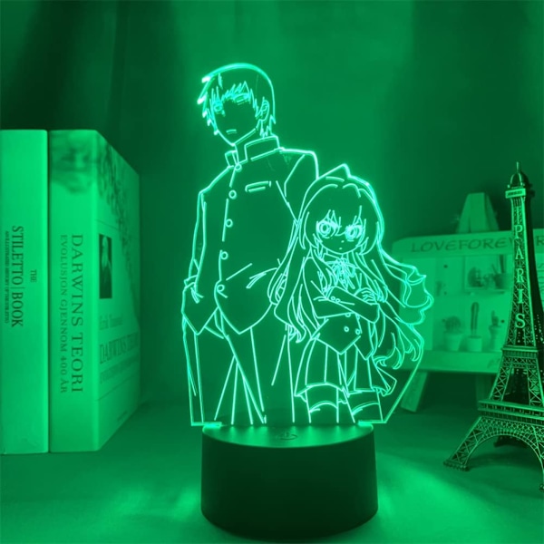 Akryl LED-lys Anime Toradora Taiga Aisaka Figur nattlys RGB 16 farger berøring med fjernkontroll soveromsdekor 3D optisk illusjon