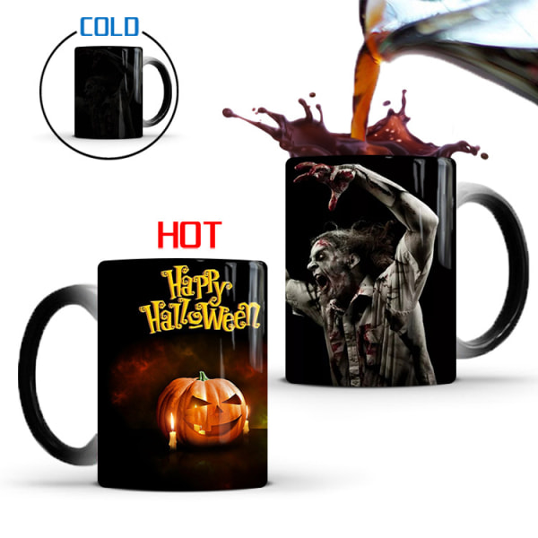Halloween Gresskar Fargeskiftende Krus Keramisk Termisk Kaffe Frokost Krus