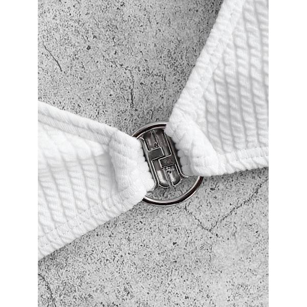 WJSM Dam Ribbad O-Ring String Bikini Badkläder Cheeky Trosa Baddräkt Två Delar 338_white M