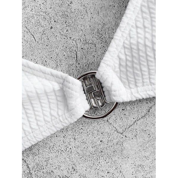 WJSM Dame Ribbet O-Ring String Bikini Badetøj Cheeky Thong Badetøj To Dele Badetøj 338_white M