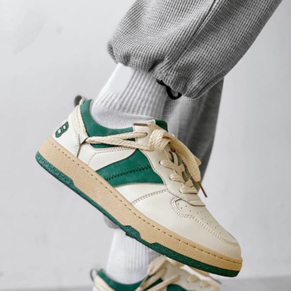 Herr Sneakers Enkla Snygga Konstgjorda PU Gummi Mjuka Andningsbara Herr Casual Skor för Daglig Utomhus Beige Grön 41 Man Green 41 Male