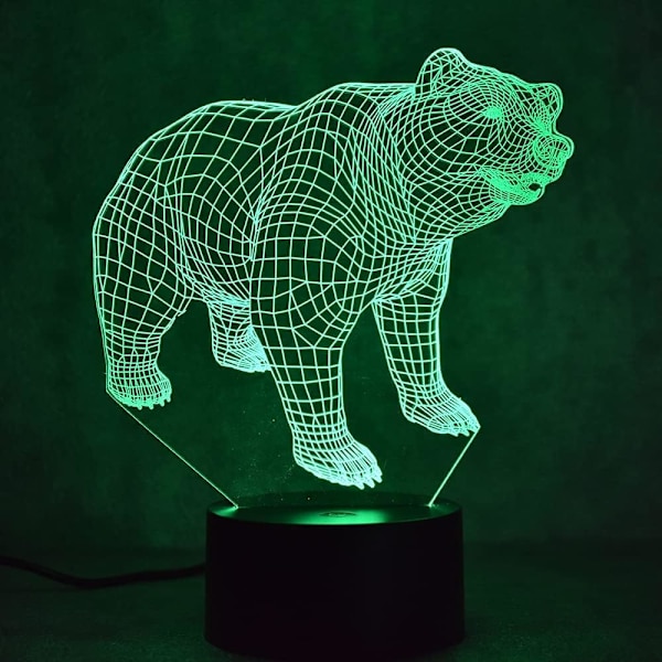 3D Isbjørn Fjernkontroll 16 Farger Nattelysbilder Illusions Akryl LED Bord Nattbord Lampe Barn Soverom Skrivebord Dekor Bursdag Jul Gave Leke