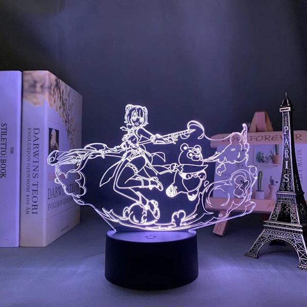 Barnlampa LED Genshin Impact Xiangling LED Nattlampa 3D Illusion Nattlampa Hemrumsdekoration Uppåtriktad Belysning LED-lampa (16 Färger med Fjärrkontroll)