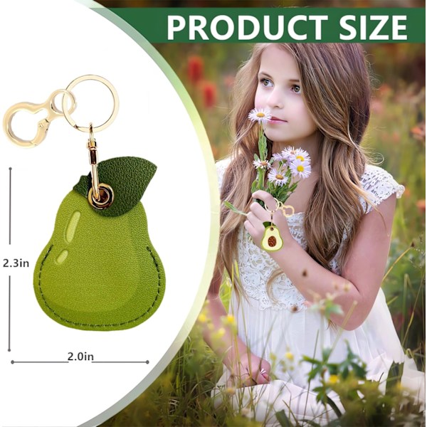 Læder nøgleringholder etui kompatibel med Apple AirTag, sød beskyttende Air Tag cover med nøglering, anti-scratch finder GPS tracker etui til Avocado b