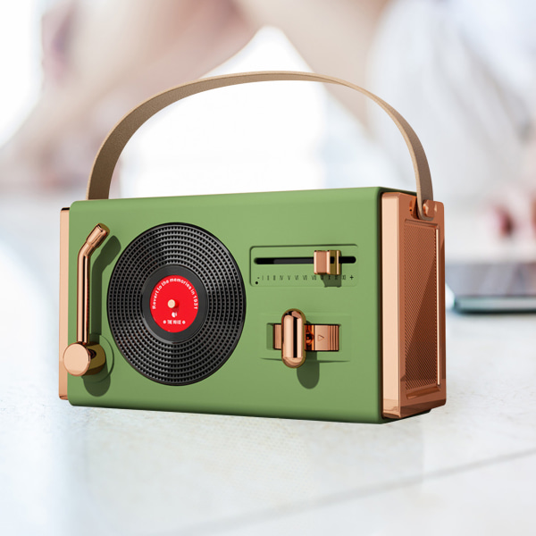 Utomhus Bluetooth-högtalare Bärbar Dekorativ Hög Ljudkvalitet USB-minnen Stöd Retro Bluetooth-högtalare för Vardagsrumskontor Grön