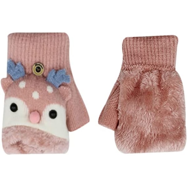 Barn Unisex Söta Katt Varma Vantar Mjuka Vinter Stickade Vantar för Pojkar Flickor Vantar med Vantar (2 till 13 år)