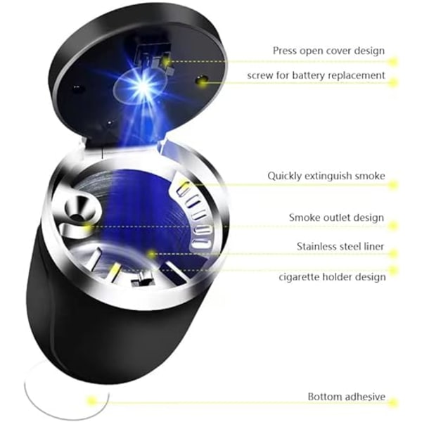 Auton tuhkakuppi roikkuu monitoiminen valolla ja peitetty metalli tuhkakuppi auton sisätiloihin (Mazda)