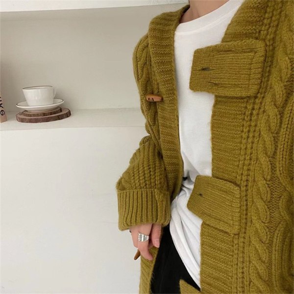 Dam Öppen Fram Cardigan Grovstickad Koftor Lös Ytterkläder Rock