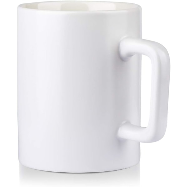 Keramisk kopp, mjuk frostad porslinsmugg, kaffemuggar, tekopp, för kontor och hem, hälsogåva, maximal kapacitet 13 oz, vit, singel